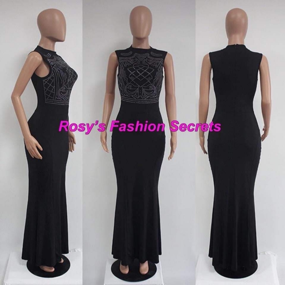 Elegant Black Beaded Maxi Dress by